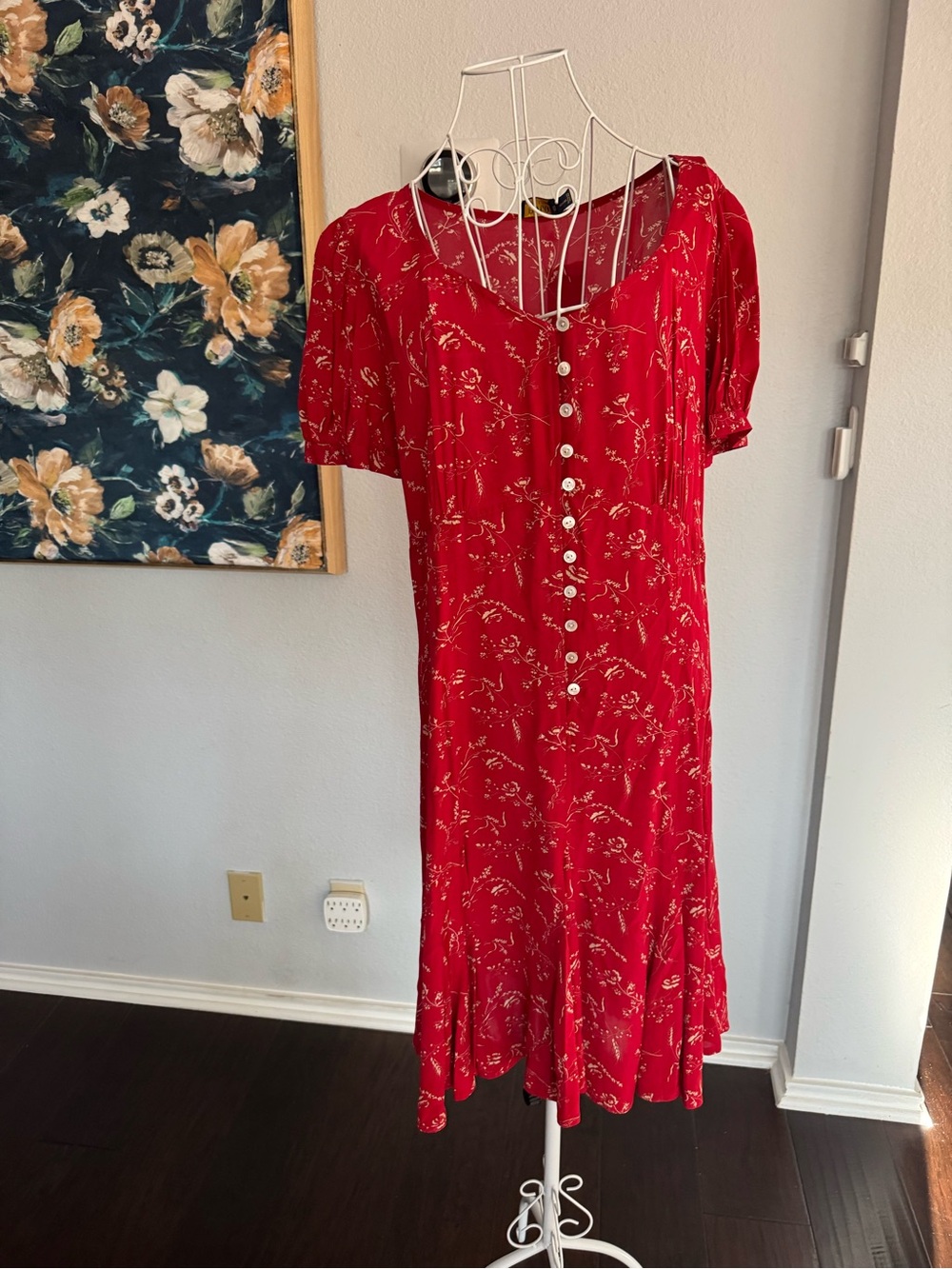 NWT Polo Ralph Lauren Printed Short-Sleeve Dress in Tender Red Floral Size 14 - Picture 7 of 15